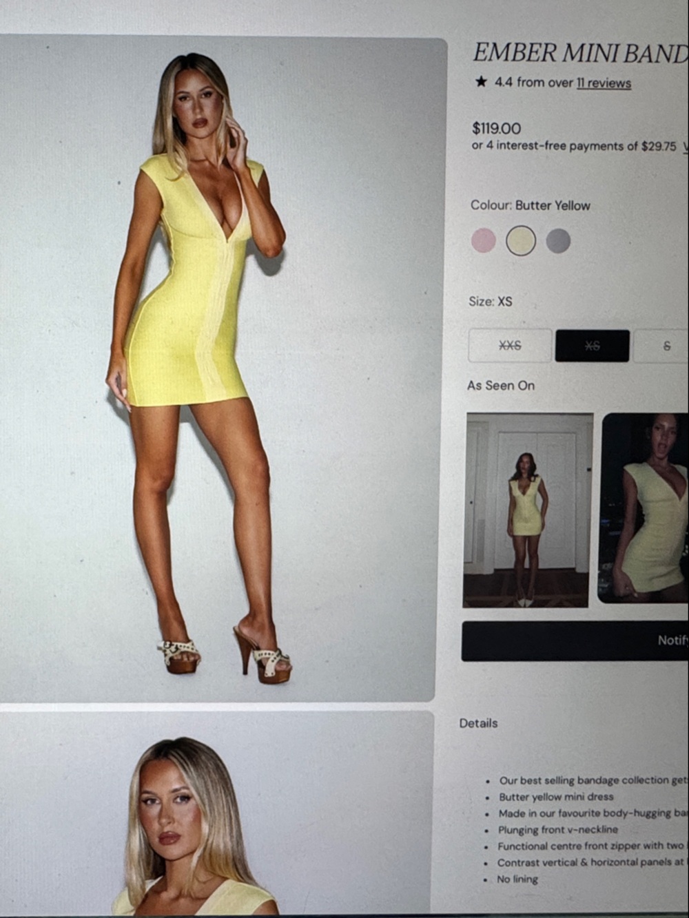 Tiger Mist - Butter Yellow Ember Bandage Dress - Picture 3 of 4